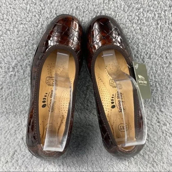 NEW SPRING STEP‎ KART II SHOES Wedge Womens 6.5 us or 37 Croco Embossed Brown - Picture 7 of 16